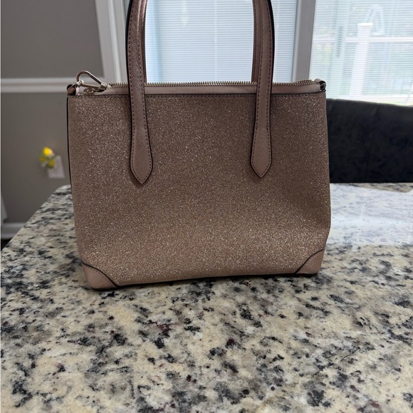 KATE SPADE Small Shimmy Glitter Convertible Crossbody Satchel in Rose Gold - Picture 4 of 6